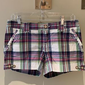 Juicy Couture plaid red and green shorts